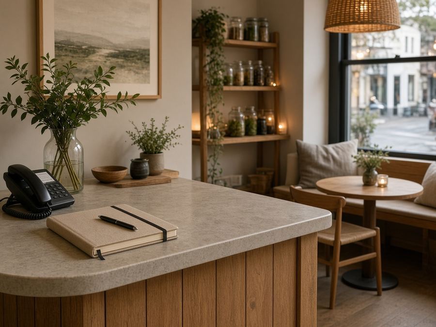 Contact desk at Studio Shellerplummets in Bergen